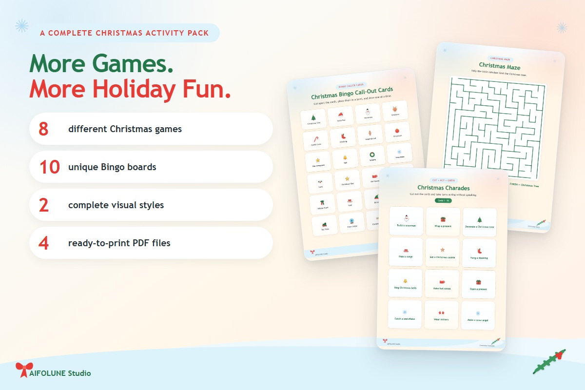 Christmas Kids Party Games Bundle included files
